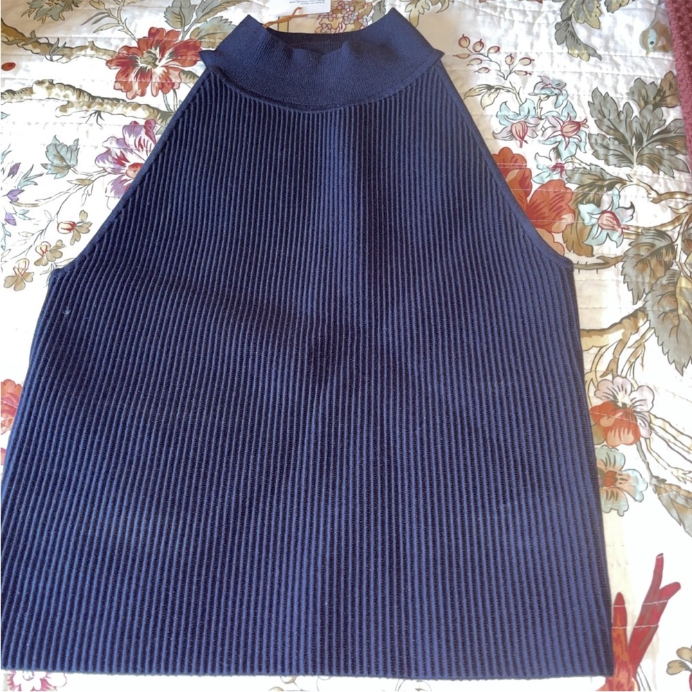 Quince High Mock Neck Fitted Crop Tank - Small